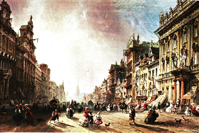 Carlo Bossoli, La Strada Larga di Magdeburgo (D), 1857