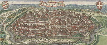 Vogelschau auf Wien um 1600