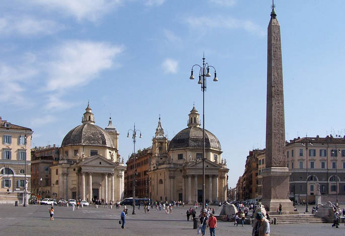 Roma, Piazza del Popolo, Basilika Santa Maria di Montesanto und Santa Maria dei Miracoli