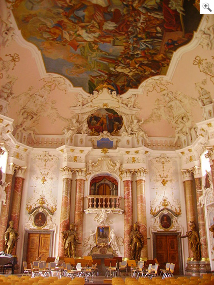 Kloster Ottobeuren (D), Kaisersaal, mit Stuckaturen von Carlo Ferretti